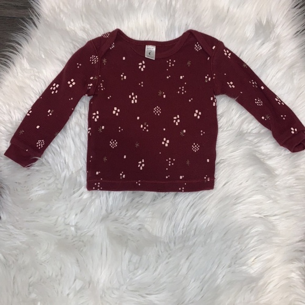Petit Lem Thermal Printed 2 Piece Sleepwear Set Size 9M Burgundy/Pink - Picture 5 of 10